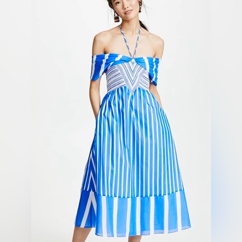 SOLD!!! 💙 (EUC) TANYA TAYLOR, CELINA BLUE & WHITE MIDI DRESS 💙